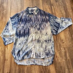 Blue & white tie dye half sleeve BLUE blouse